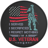AMERICAN FLAG VETERAN SOLDIER BLACK TIRE COVER