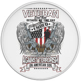 AMERICAN VETERAN WINGS AND GUNS WHITE TIRE COVER