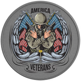 AMERICAN VETERAN WITH WINGS SILVER CARBON FIBER TIRE COVER