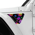 BATS AND SPIDERS COLORFUL HALLOWEEN FENDER VENT DECAL FITS 2018+ JEEP WRANGLER & GLADIATOR DRIVER SIDE