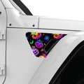 BATS AND SPIDERS COLORFUL HALLOWEEN FENDER VENT DECAL FITS 2018+ JEEP WRANGLER & GLADIATOR PASSENGER SIDE