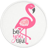 BEAUTIFUL PINK FLAMINGO PEARL WHITE CARBON FIBER TIRE COVER