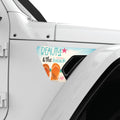 BEAUTY AND THE BEACH FENDER VENT DECAL FITS 2018+ JEEP WRANGLER & GLADIATOR PASSENGER SIDE