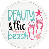 BEAUTY AND THE BEACH PEARL WHITE CARBON FIBER TIRE COVER