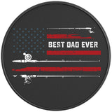 BEST FISHING DAD EVER BLACK CARBON FIBER TIRE COVER