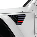 BLACK GRAY WITH RED LINE US FLAG FENDER VENT DECAL FITS 2018+ JEEP WRANGLER & GLADIATOR DRIVER SIDE