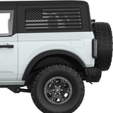 BLACK TRANSPARENT AMERICAN FLAG QUARTER WINDOW DECAL FITS 2021+ FORD BRONCO 2 DOOR HARD TOP