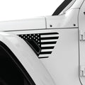 BLACK TRANSPARENT US FLAG FENDER VENT DECAL FITS 2018+ JEEP WRANGLER & GLADIATOR DRIVER SIDE