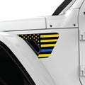 BLACK YELLOW WITH BLUE LINE US FLAG FENDER VENT DECAL FITS 2018+ JEEP WRANGLER & GLADIATOR DRIVER SIDE