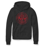 BRONCO CIRCLE ART BLACK HOODIE RED