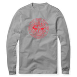 BRONCO CIRCLE ART GRAY SWEATSHIRT RED