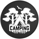 CAMPING AWAY FROM THE TOWN BLACK TIRE COVER