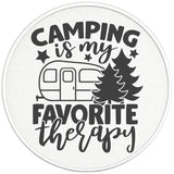 CAMPING IS MY FAVORITE THERAPY PEARL WHITE CARBON FIBER TIRE COVER