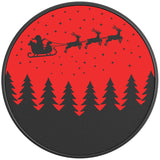 Christmas Scene Black Carbon Fiber Tire Cover