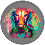 COLORFUL DACHSHUND SILVER CARBON FIBER TIRE COVER