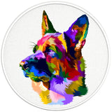 COLORFUL GERMAN SHEPHERD PAERL WHITE CARBON FIBER TIRE COVER