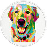 COLORFUL GOLDEN RETRIEVER PAERL WHITE CARBON FIBER TIRE COVER
