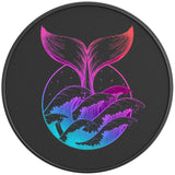 COLORFUL WHALE TAIL BLACK CARBON FIBER VINYL