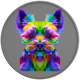 COLORFUL YORKSHIRE TERRIER SILVER CARBON FIBER TIRE COVER