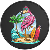 CUTE BEACH FLAMINGO BLACK TIRE COVER