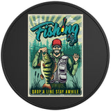 DROP A LINE STAY AWHILE BLACK TIRE COVER