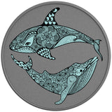 ENTANGLED WHALE AND SHARK SILVER CARBON FIBER VINYL