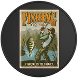 FISH TALES TOLD DAILY BLACK TIRE COVER