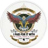 FREEDOM ISN'T FREE PEARL WHITE CARBON FIBER TIRE COVER