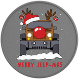 Funny Jeep Reindeer Silver Carbon Fiber Tire Cover