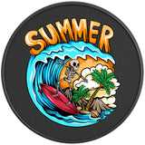FUNNY SURFING SKELETON BLACK CARBON FIBER TIRE COVER