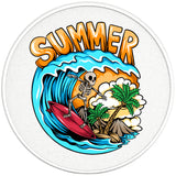 FUNNY SURFING SKELETON PEARL  WHITE CARBON FIBER TIRE COVER