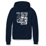 FUN BEGINS WHEN THE ROAD ENDS NAVY HOODIE