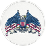 GOD BLESS AMERICA BALD EAGLE PEARL WHITE CARBON FIBER TIRE COVER