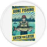 GONE FISHING CATCH YOU LATER PEARL WHITE CARBON FIBER TIRE COVER