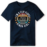 IM A FLIP FLOPS AND JEEP KINDA GIRL NAVY T SHIRT