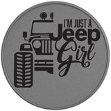 IM JUST A JEEP GIRL SILVER CARBON FIBER TIRE COVER