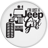 IM JUST A JEEP GIRL WHITE TIRE COVER