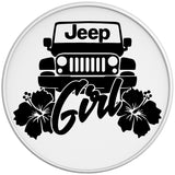 JEEP GIRL FLOWERS WHITE TIRE COVER