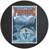 LESS TALK MORE FISHING BLACK TIRE COVER