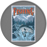 LESS TALK MORE FISHING SILVER CARBON FIBER TIRE COVER