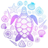 MERMAID COLOR TURTLE WITH SEA SHELLS
