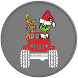 Merry Grinchmas Silver Carbon Fiber Tire Cover