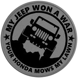 MY JEEP WON A WAR SILVER CARBON FIBER TIRE COVER