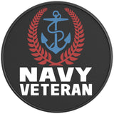 NAVY VETERAN ANCHOR BLACK CARBON FIBER TIRE COVER