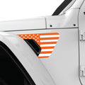 ORANGE AND WHITE US FLAG FENDER VENT DECAL FITS 2018+ JEEP WRANGLER & GLADIATOR DRIVER SIDE