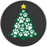 Paw Print Christmas Tree Black Carbon Fiber Tire Cover