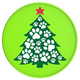 Paw Print Christmas Tree Neon Green Tire Cover