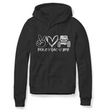 PEACE LOVE BLACK HOODIE