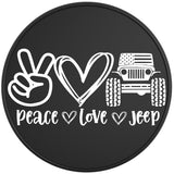 PEACE LOVE JEEP BLACK TIRE COVER