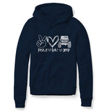 PEACE LOVE NAVY HOODIE